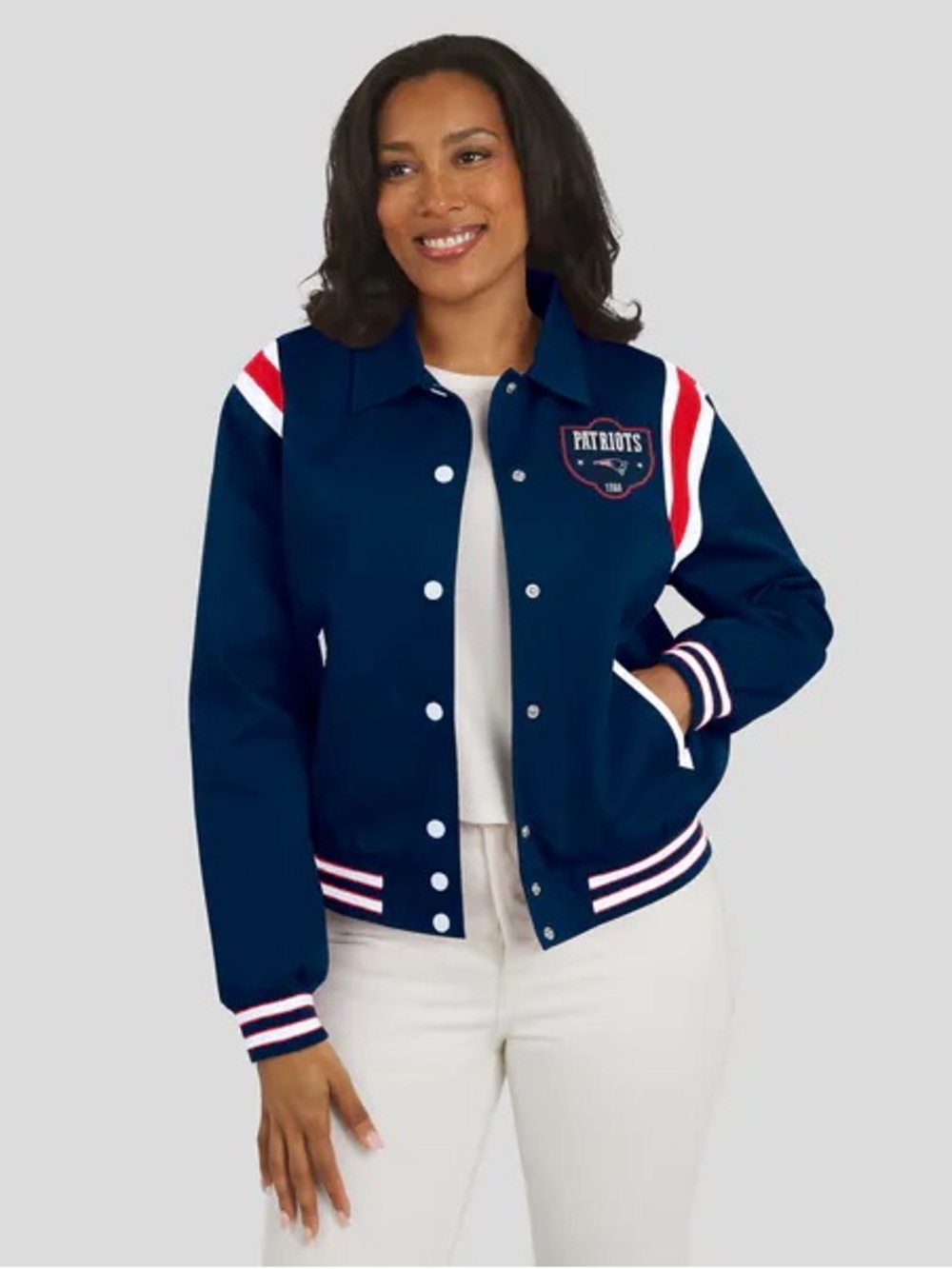 NWT WEAR by Erin Andrews New England Patriots Varsity Jacket Women XL NFL $110